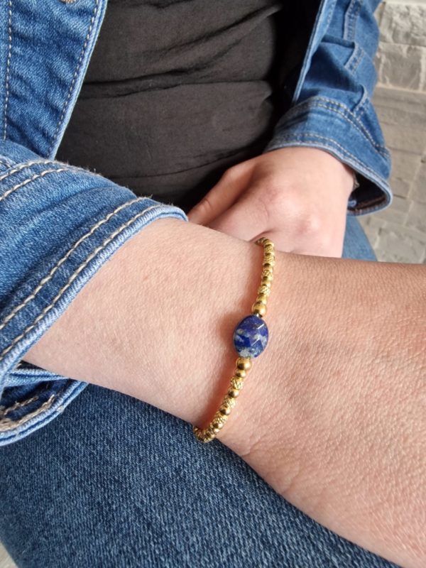 Bracelet Joy Lapis Lazuli doré – Image 2