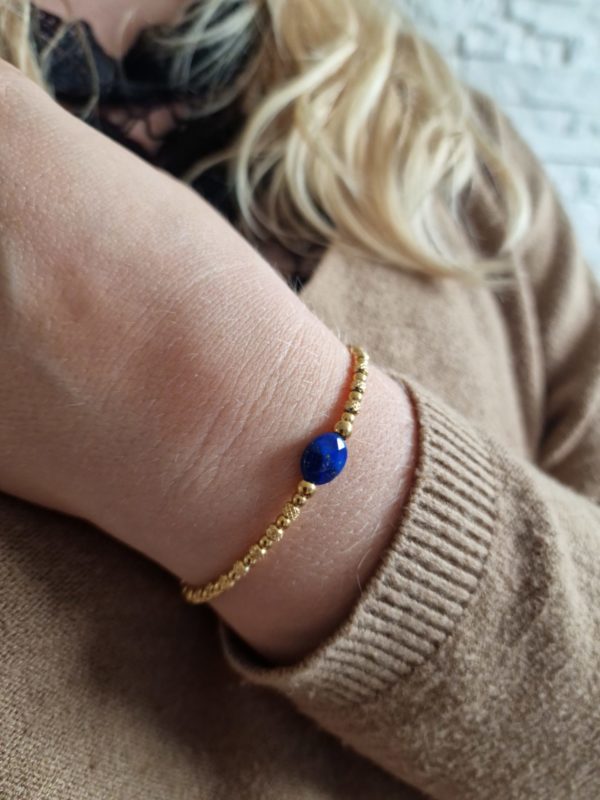 Bracelet Joy Lapis Lazuli doré – Image 3