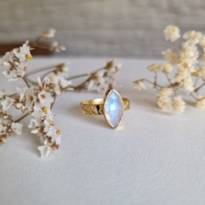 Bague Pierre de lune plaqué or