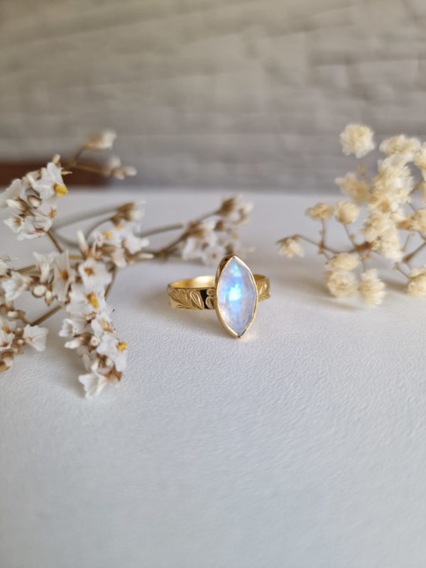 Bague Pierre de lune plaqué or