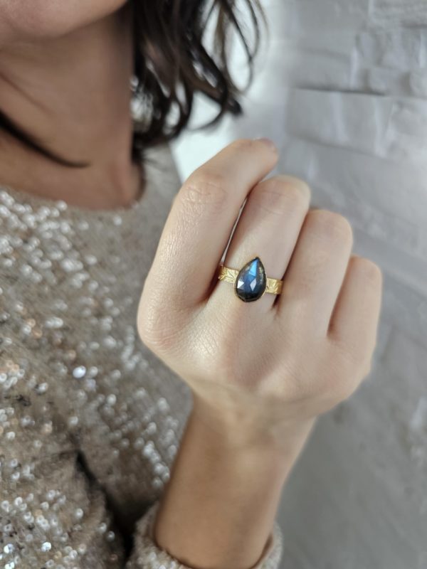 Bague Labradorite plaqué or – Image 4