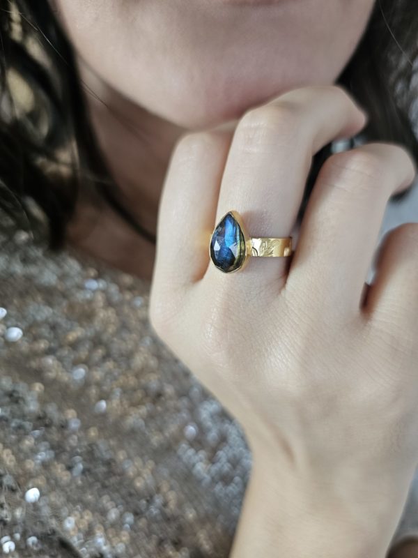 Bague Labradorite plaqué or – Image 2