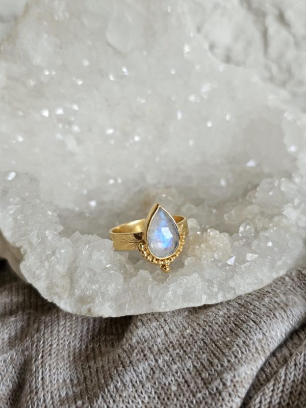Bague Pierre de lune plaqué or – Image 3