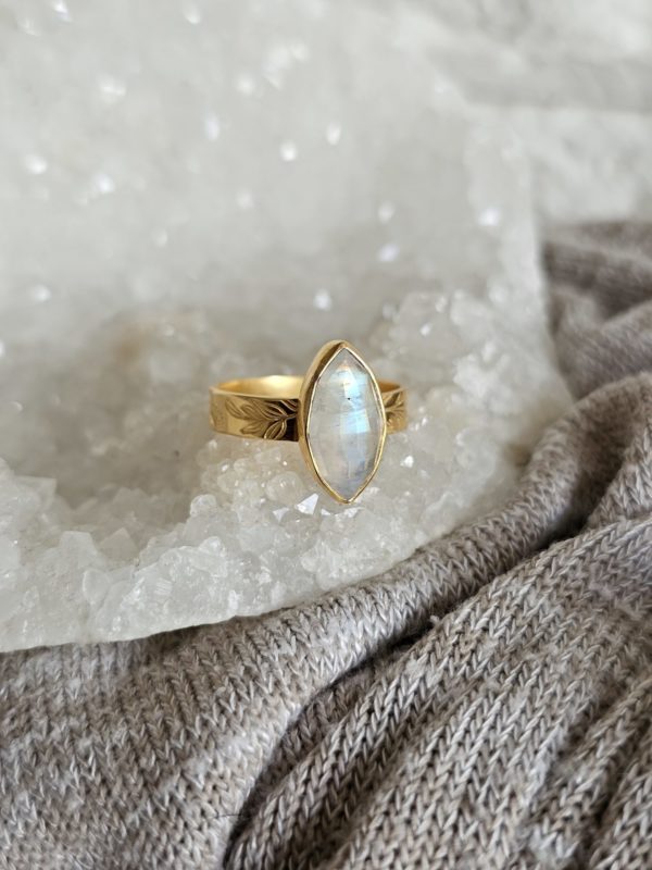 Bague Pierre de lune plaqué or – Image 3