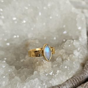 Bague Pierre de lune plaqué or