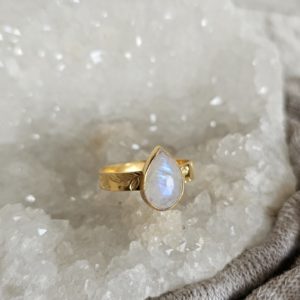 Bague Pierre de lune plaqué or