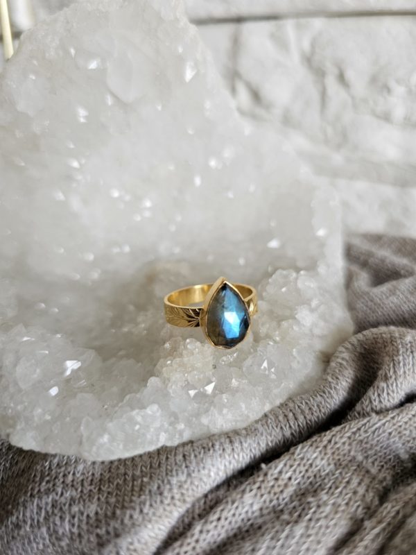 Bague Labradorite plaqué or – Image 3
