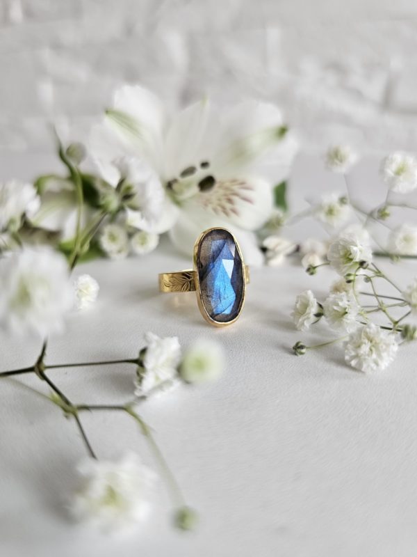 Bague Labradorite plaqué or – Image 3
