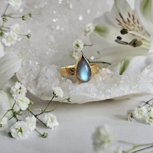 Bague Labradorite bleue plaqué or