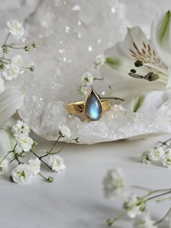 Bague Labradorite bleue plaqué or