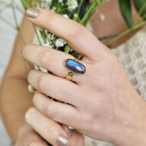 Bague Labradorite plaqué or