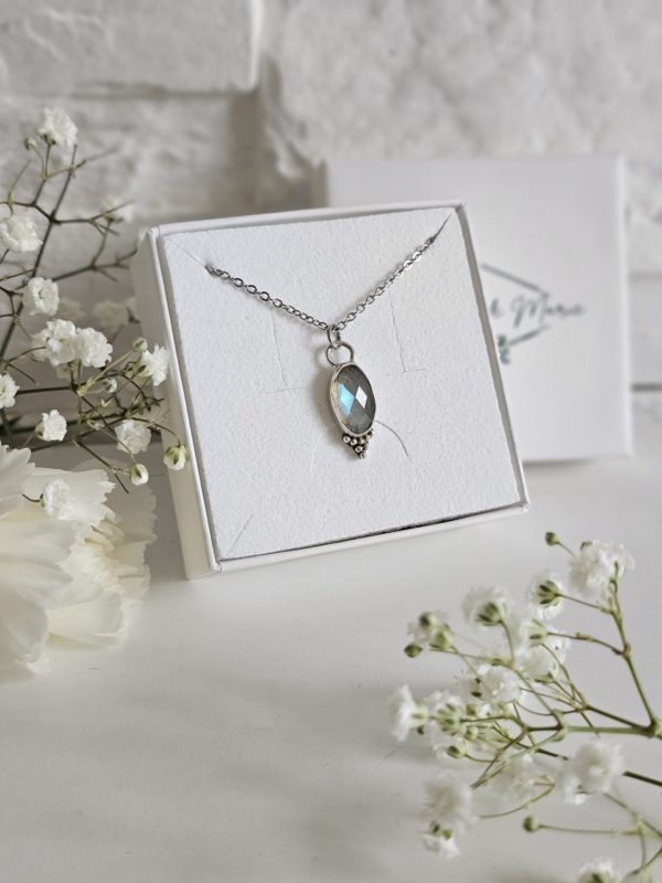 Pendentif Labradorite rhodié