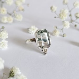 Bague réglable Agate mousse