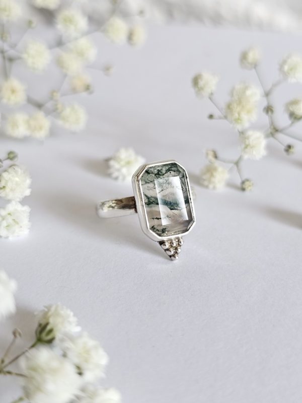 Bague réglable Agate mousse