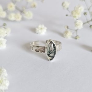 Bague réglable Agate mousse