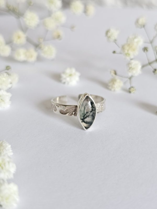 Bague réglable Agate mousse