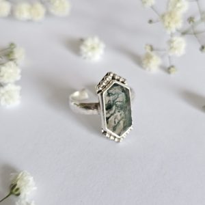 Bague réglable Agate mousse