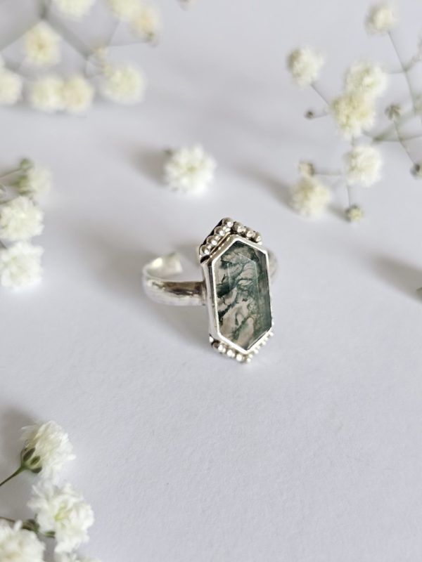 Bague réglable Agate mousse