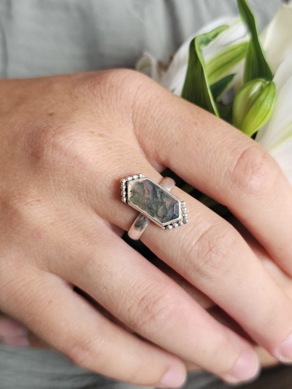 Bague réglable Agate mousse – Image 5