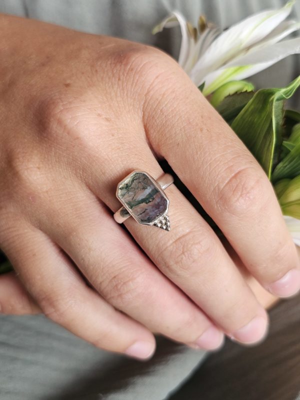 Bague réglable Agate mousse – Image 4