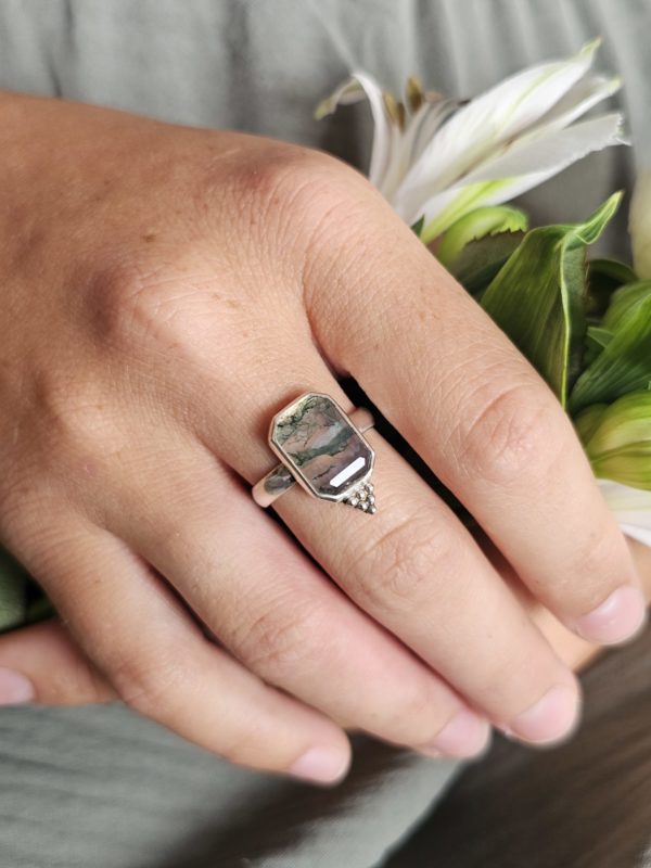 Bague réglable Agate mousse – Image 5
