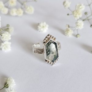 Bague réglable Agate mousse