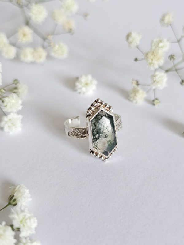Bague réglable Agate mousse
