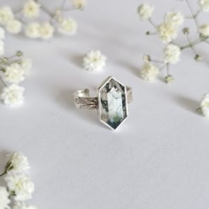 Bague réglable Agate mousse