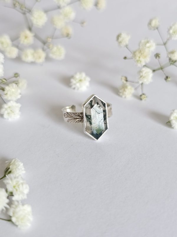 Bague réglable Agate mousse