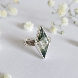 Bague réglable Agate mousse