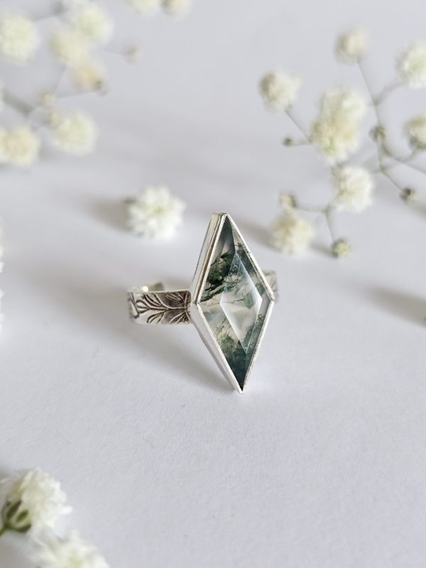 Bague réglable Agate mousse