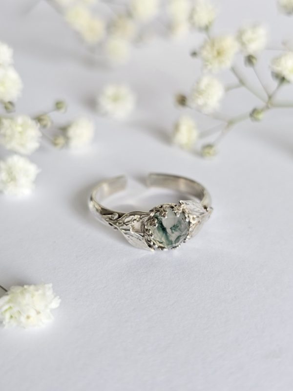 Bague réglable Agate mousse