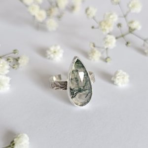 Bague réglable Agate mousse