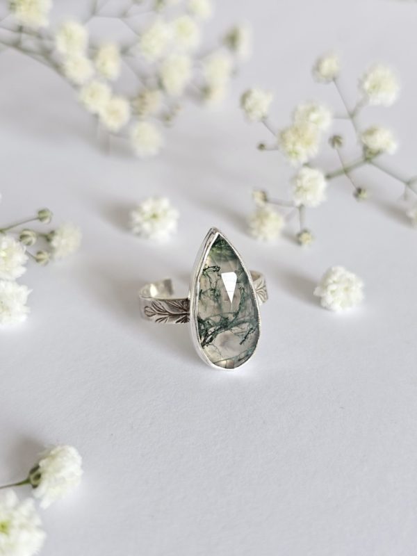 Bague réglable Agate mousse