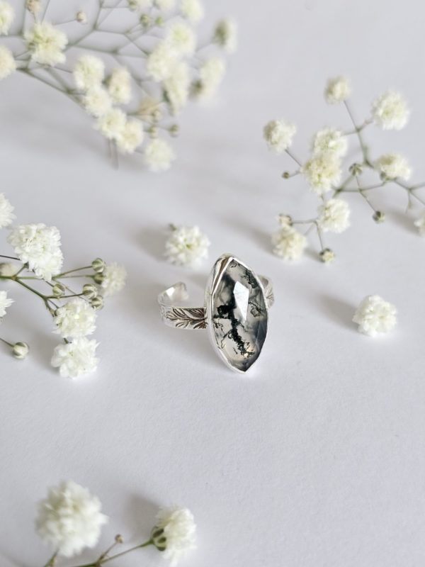 Bague réglable Agate mousse