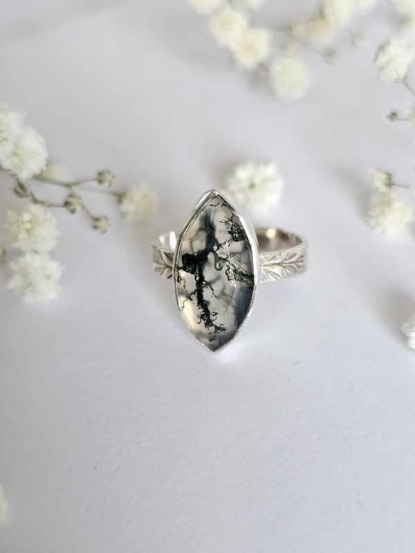 Bague réglable Agate mousse – Image 3