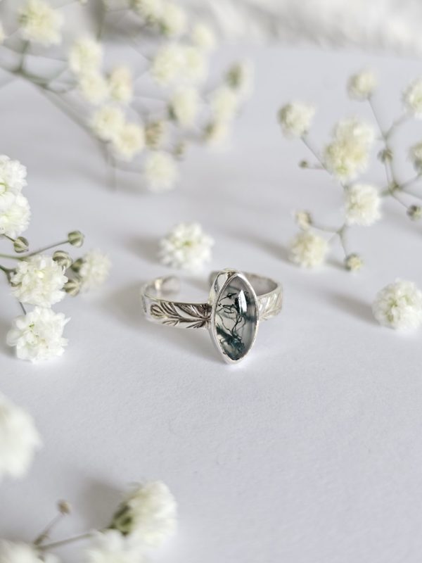 Bague réglable Agate mousse