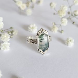 Bague réglable Agate mousse