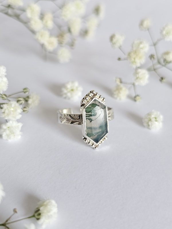 Bague réglable Agate mousse