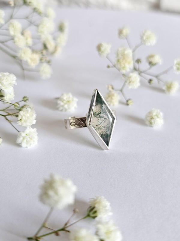 Bague réglable Agate mousse