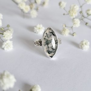 Bague réglable Agate mousse