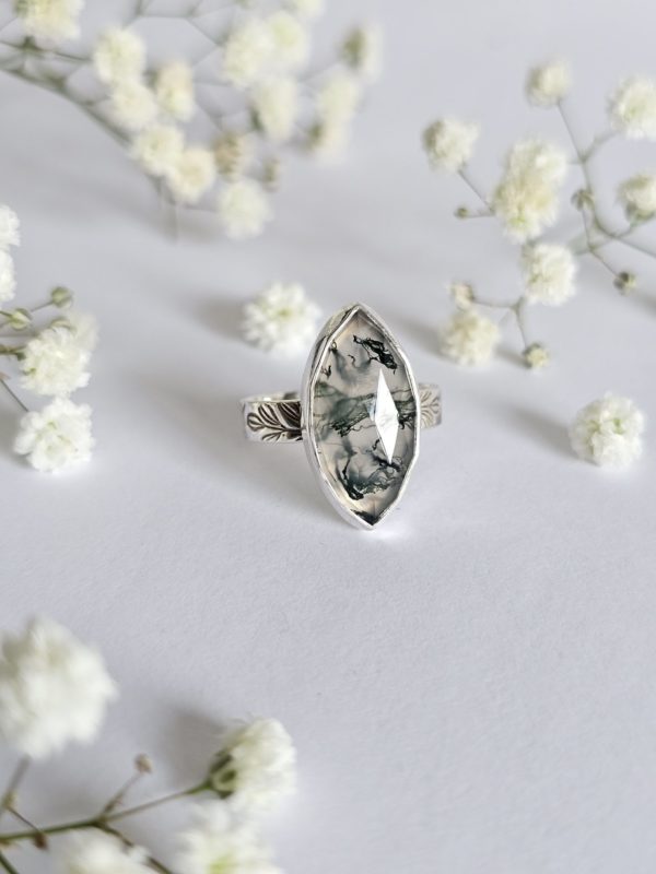 Bague réglable Agate mousse