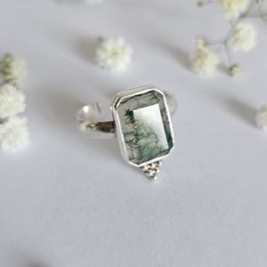 Bague réglable Agate mousse