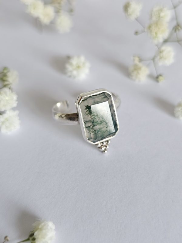 Bague réglable Agate mousse
