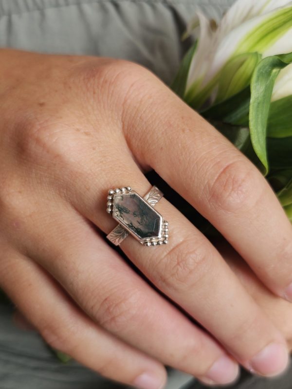 Bague réglable Agate mousse – Image 7