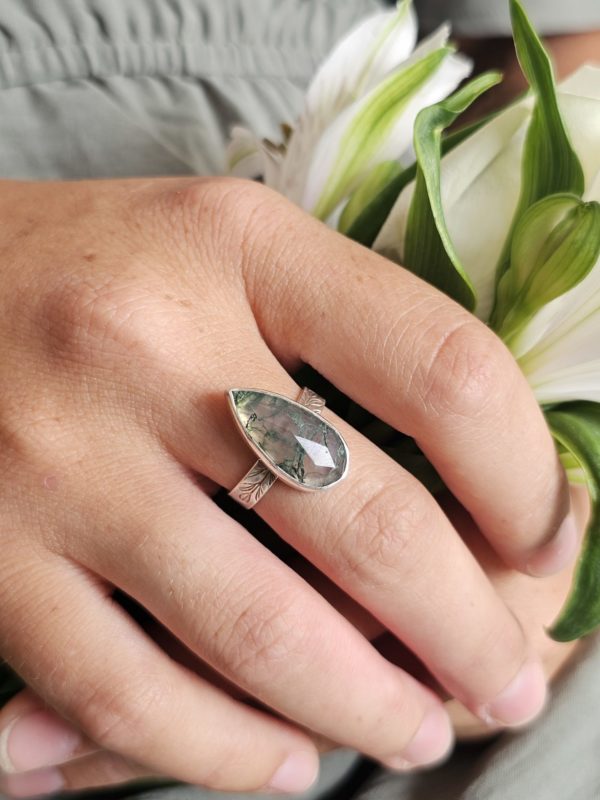 Bague réglable Agate mousse – Image 4