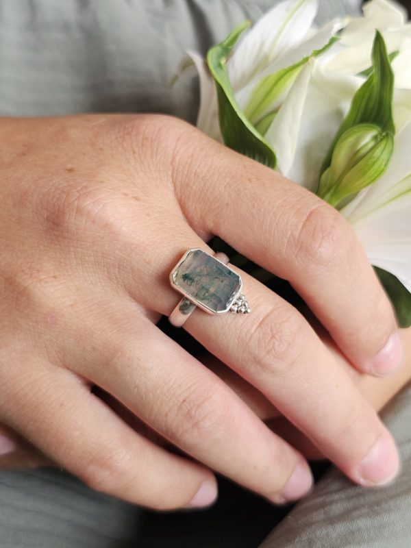 Bague réglable Agate mousse – Image 5