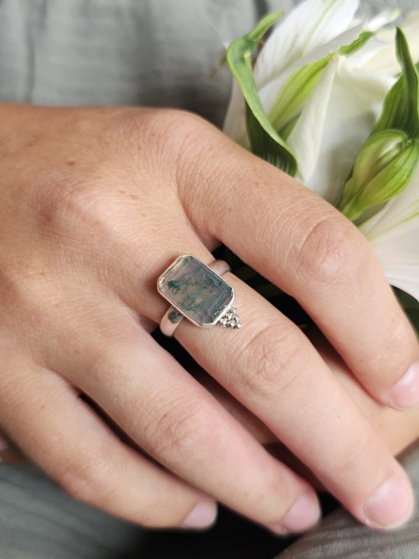 Bague réglable Agate mousse – Image 6