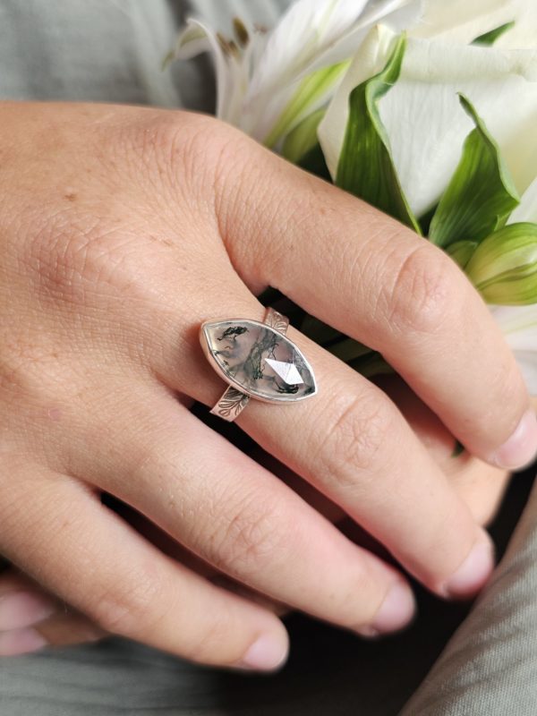 Bague réglable Agate mousse – Image 3