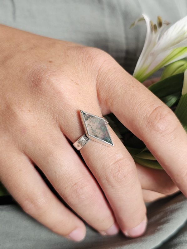 Bague réglable Agate mousse – Image 7